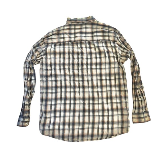 Horny Toad & Co Mens  XL Tan/Blue Plaid Slim Fit Flannel Shirt Vintage - Picture 2 of 6